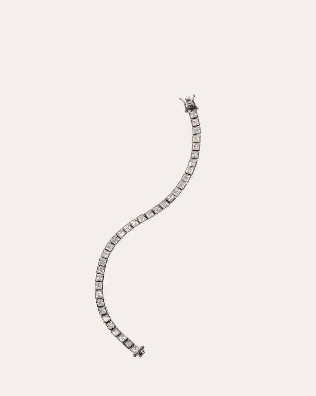 Sterling Silver White Zircon Tennis Bracelet with Black Rhodium Finish